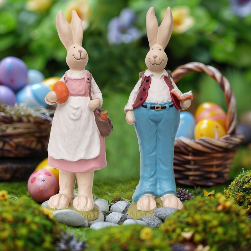 ENNAS Easter Bunnies Hand Painted with Easter Rabbits Home Decoration 6.1 Inch - Image 3
